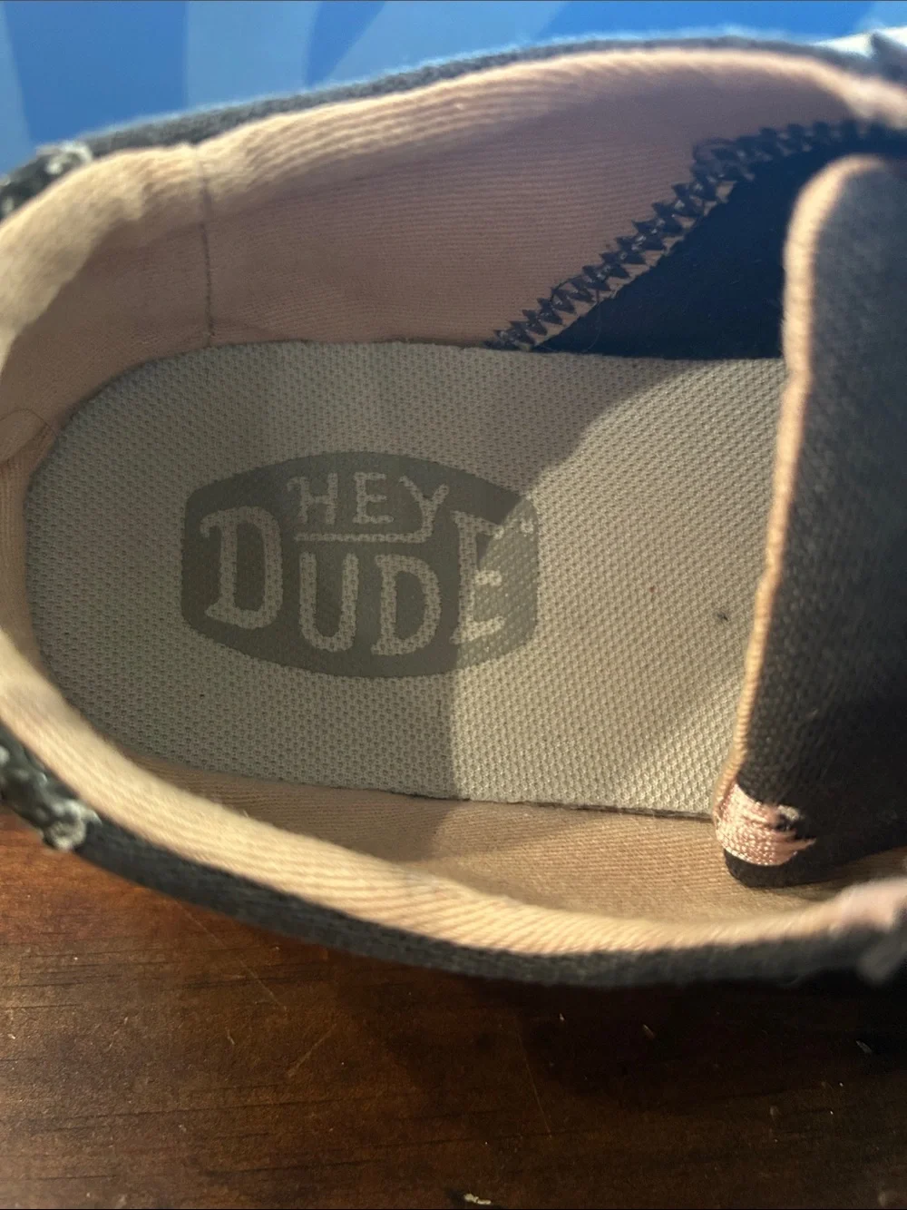 Hey Dude Womens’ Charcoal Canvas Sneakers with White Sole.